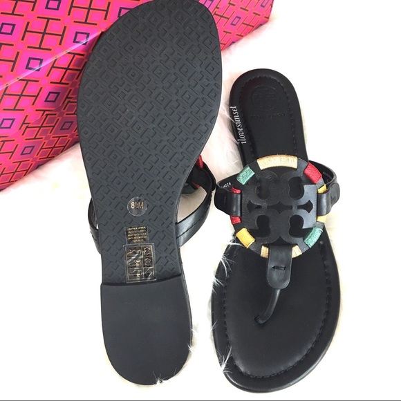 {Tory Burch} RARE Black Embroidered Miller Sandals - Picture 4 of 6